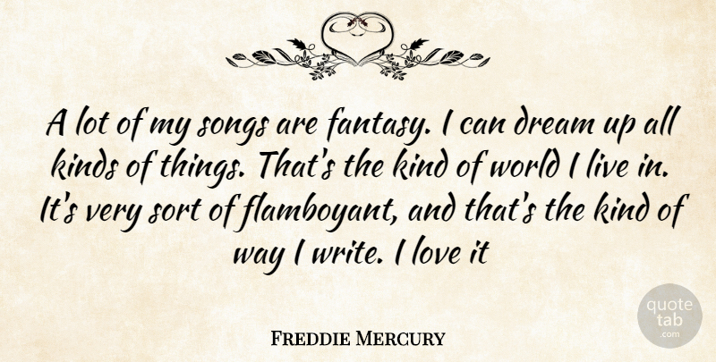 Freddie Mercury Quote About Dream, Song, Writing: A Lot Of My Songs...