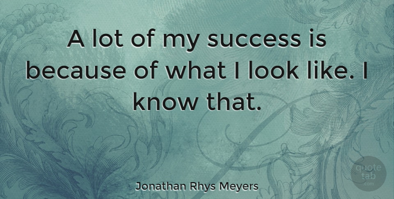 Jonathan Rhys Meyers Quote About Looks, Knows: A Lot Of My Success...