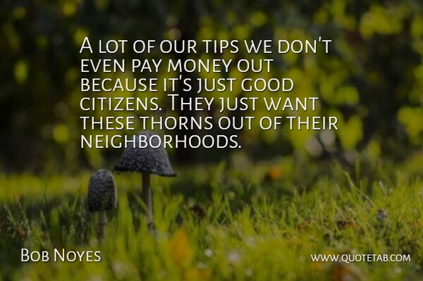 Bob Noyes Quote About Good, Money, Pay, Thorns, Tips: A Lot Of Our Tips...