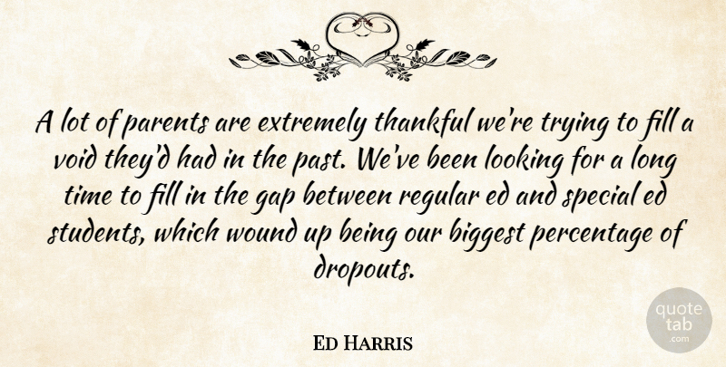 Ed Harris Quote About Biggest, Extremely, Fill, Gap, Looking: A Lot Of Parents Are...
