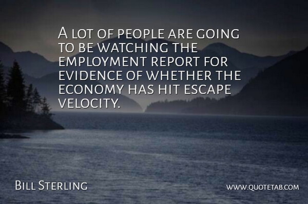 Bill Sterling Quote About Economy, Employment, Escape, Evidence, Hit: A Lot Of People Are...
