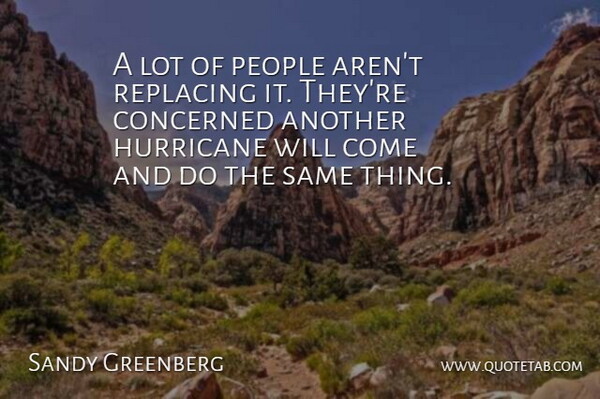 Sandy Greenberg Quote About Concerned, Hurricane, People: A Lot Of People Arent...