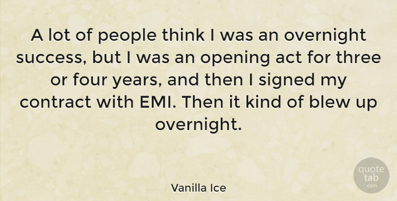 Vanilla Ice Quote About Thinking, Years, People: A Lot Of People Think...