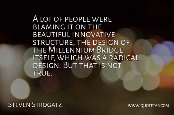 Steven Strogatz Quote About Beautiful, Blaming, Bridge, Design, Innovative: A Lot Of People Were...