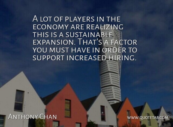 Anthony Chan Quote About Economy, Factor, Increased, Order, Players: A Lot Of Players In...