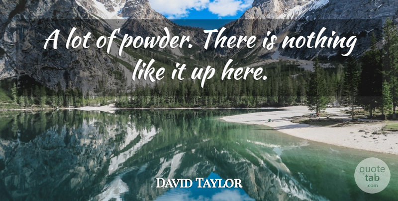 David Taylor Quote About undefined: A Lot Of Powder There...