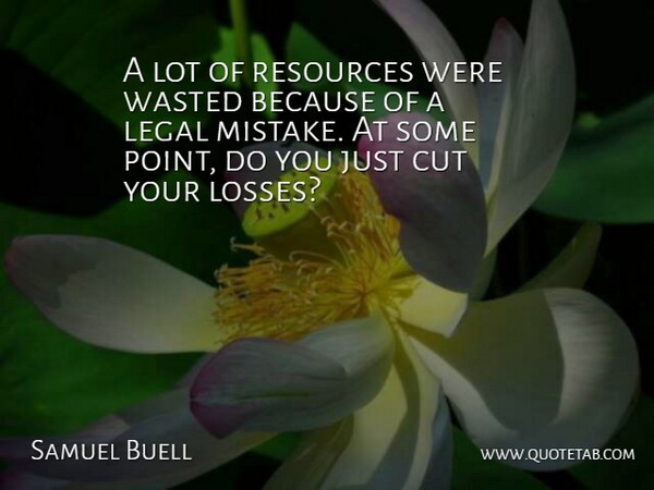 Samuel Buell Quote About Cut, Legal, Resources, Wasted: A Lot Of Resources Were...