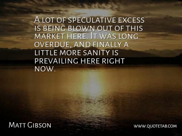 Matt Gibson Quote About Blown, Excess, Finally, Market, Prevailing: A Lot Of Speculative Excess...
