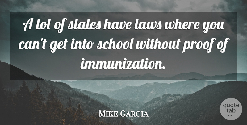 Mike Garcia Quote About Laws, Proof, School, States: A Lot Of States Have...