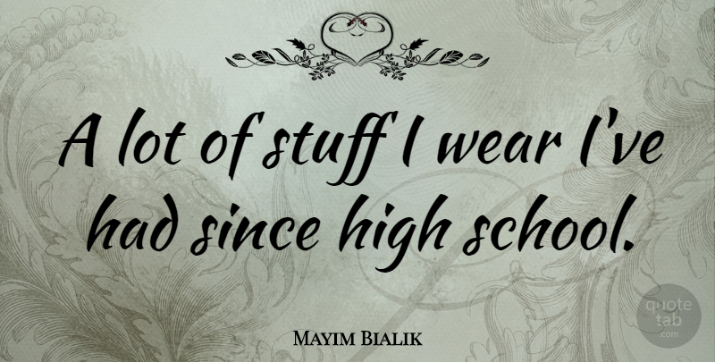 Mayim Bialik Quote About School, High School, Stuff: A Lot Of Stuff I...