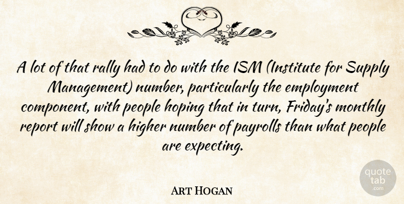 Art Hogan Quote About Employment, Higher, Hoping, Management, Number: A Lot Of That Rally...