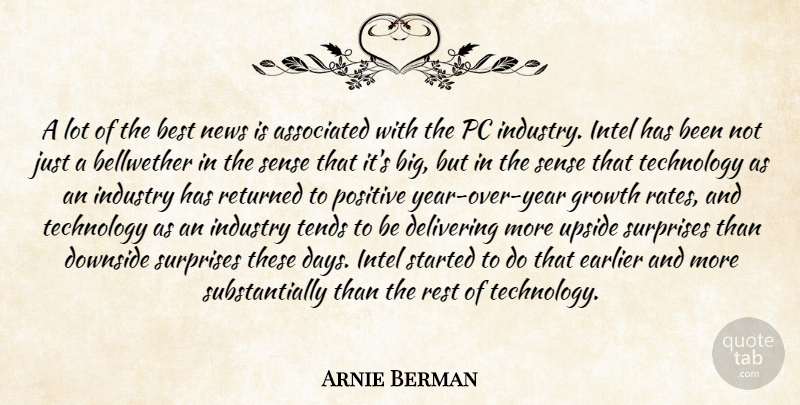 Arnie Berman Quote About Associated, Best, Delivering, Downside, Earlier: A Lot Of The Best...