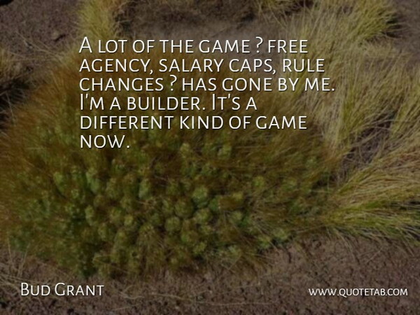 Bud Grant Quote About Changes, Free, Game, Gone, Rule: A Lot Of The Game...