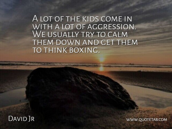 David Jr Quote About Aggression, Calm, Kids: A Lot Of The Kids...