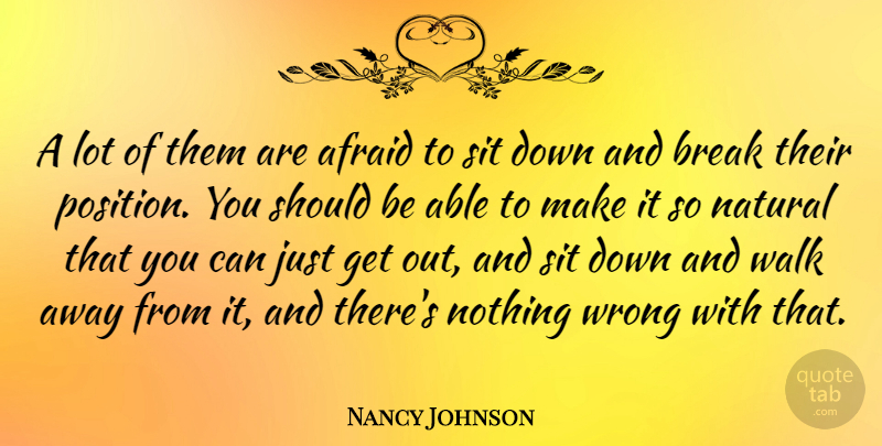 Nancy Johnson Quote About Break, Natural, Sit: A Lot Of Them Are...