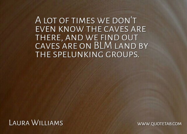 Laura Williams Quote About Caves, Land: A Lot Of Times We...