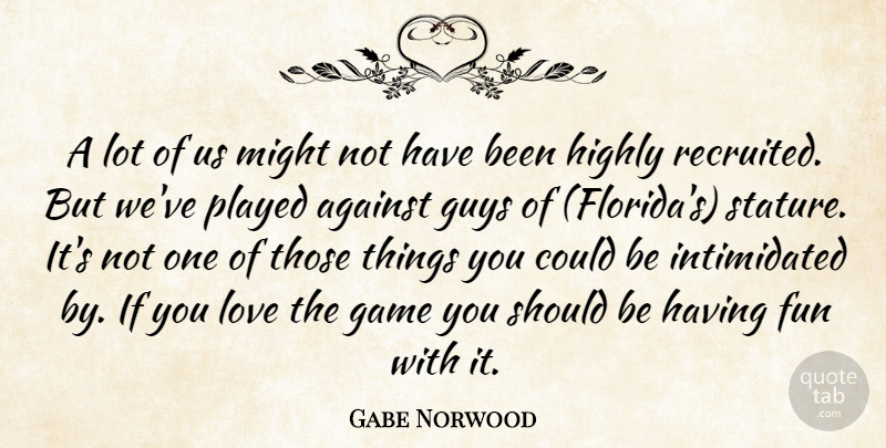 Gabe Norwood Quote About Against, Fun, Game, Guys, Highly: A Lot Of Us Might...