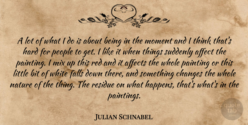 Julian Schnabel Quote About Fall, Thinking, White: A Lot Of What I...