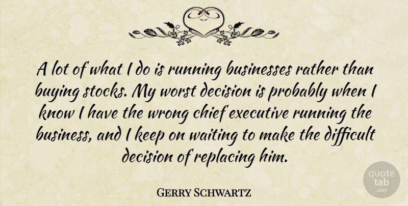 Gerry Schwartz Quote About Business, Businesses, Buying, Chief, Difficult: A Lot Of What I...