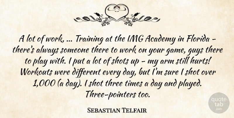 Sebastian Telfair Quote About Academy, Arm, Florida, Guys, Shots: A Lot Of Work Training...