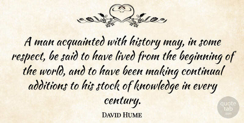 David Hume Quote About Men, World, May: A Man Acquainted With History...