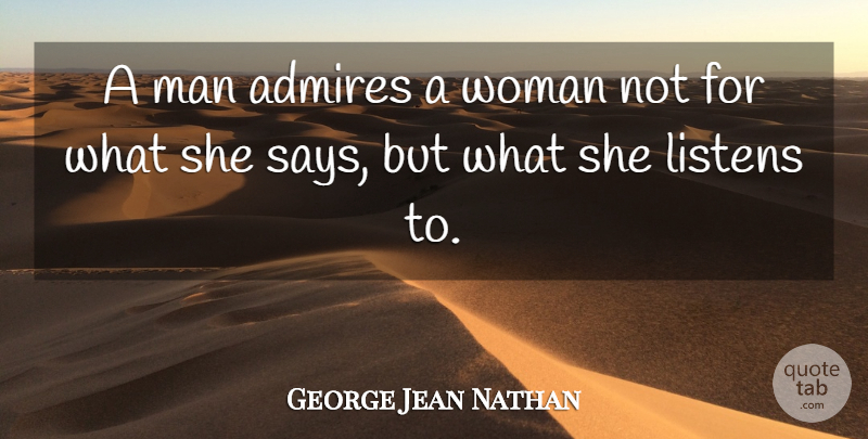 George Jean Nathan Quote About Men, Admire: A Man Admires A Woman...