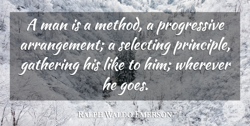 Ralph Waldo Emerson Quote About Men, Organization, Principles: A Man Is A Method...