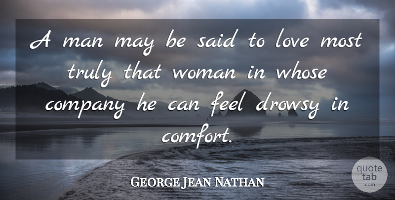 George Jean Nathan Quote About Men, May, Comfort: A Man May Be Said...
