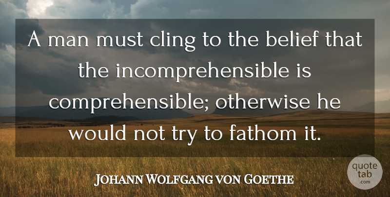 Johann Wolfgang von Goethe Quote About Learning, Men, Trying: A Man Must Cling To...