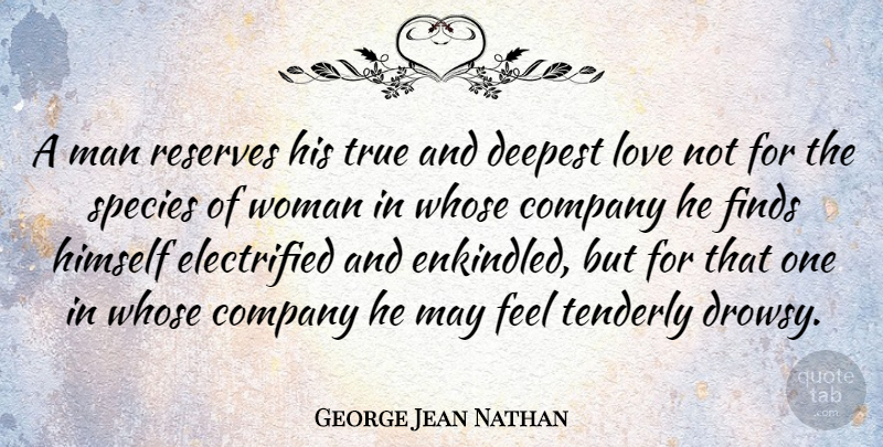 George Jean Nathan Quote About Love, Witty, Men: A Man Reserves His True...