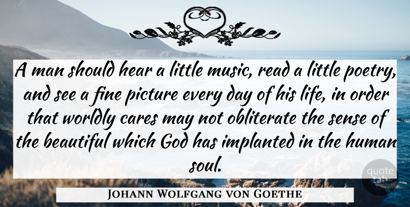Johann Wolfgang von Goethe Quote About Beauty, Beautiful, Art: A Man Should Hear A...