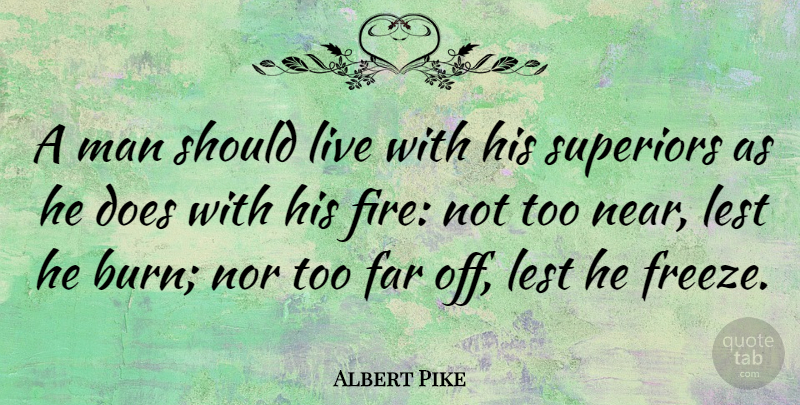 Albert Pike Quote About Men, Fire, Doe: A Man Should Live With...