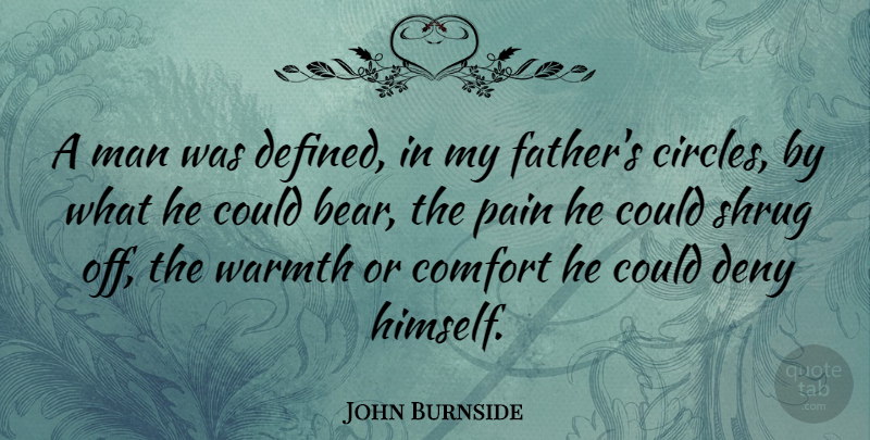 John Burnside Quote About Deny, Man, Warmth: A Man Was Defined In...