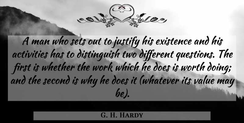 G. H. Hardy Quote About Science, Men, Two: A Man Who Sets Out...