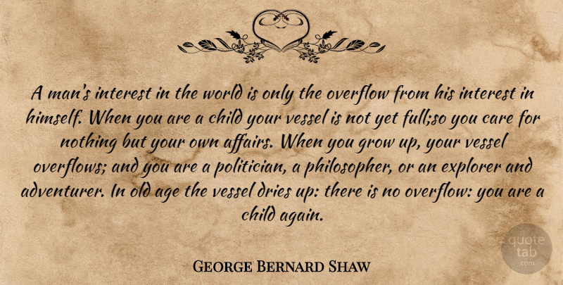 George Bernard Shaw Quote About Children, Growing Up, Men: A Mans Interest In The...