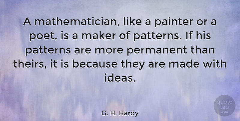 G. H. Hardy Quote About Painter, Patterns: A Mathematician Like A Painter...