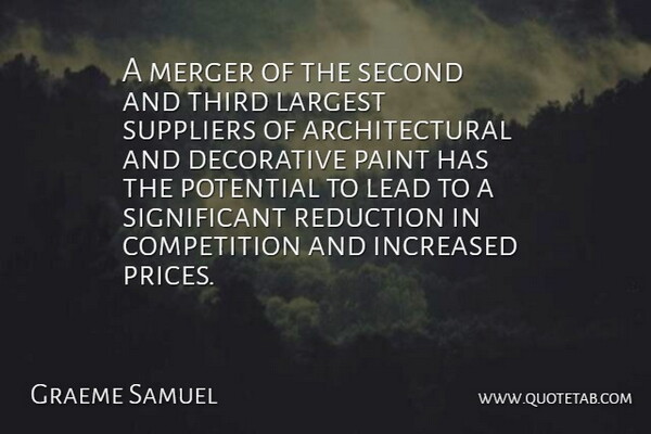 Graeme Samuel Quote About Competition, Decorative, Increased, Largest, Lead: A Merger Of The Second...