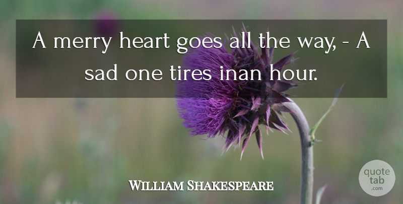 William Shakespeare Quote About Famous Inspirational, Heart, Way: A Merry Heart Goes All...