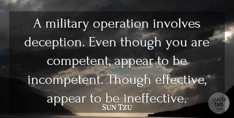 Sun Tzu Quote About War, Military, Deception: A Military Operation Involves Deception...