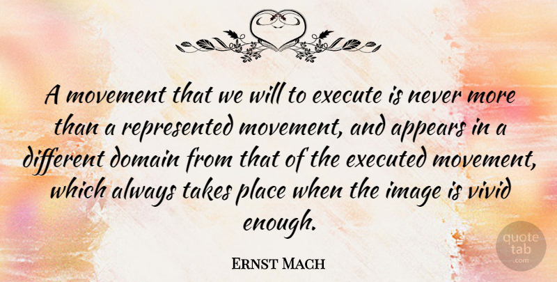 Ernst Mach Quote About Vivid, Different, Movement: A Movement That We Will...