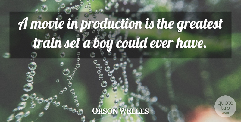 Orson Welles Quote About Boys, Film, Productions: A Movie In Production Is...
