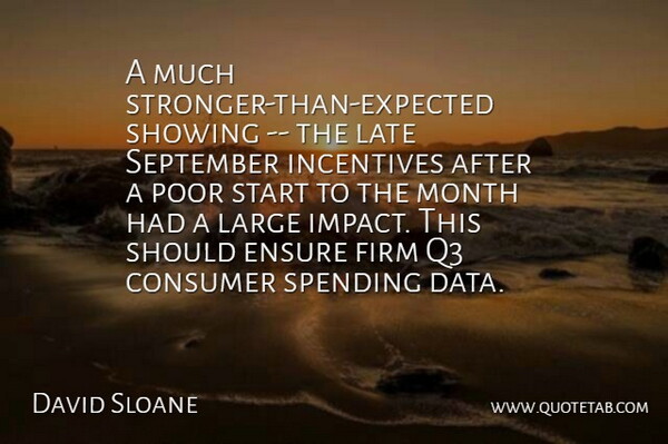 David Sloane Quote About Consumer, Ensure, Firm, Incentives, Large: A Much Stronger Than Expected...