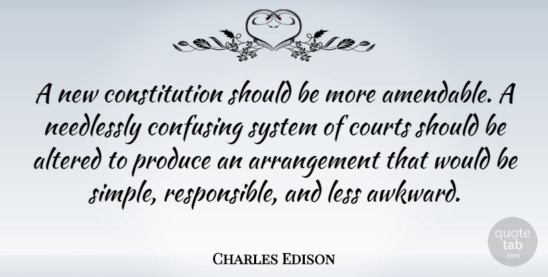 Charles Edison Quote About Simple, Awkward, Confusing: A New Constitution Should Be...