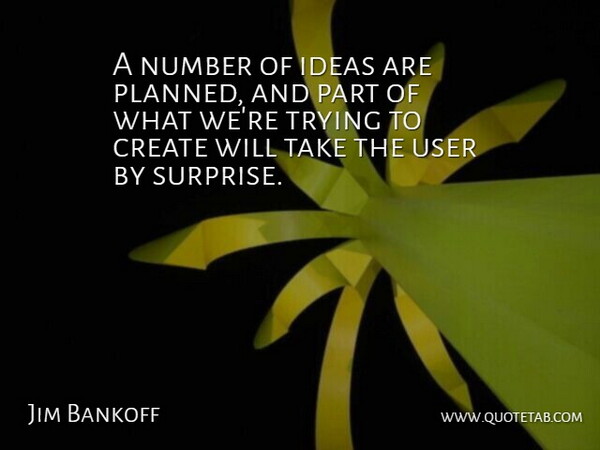 Jim Bankoff Quote About Create, Ideas, Number, Trying, User: A Number Of Ideas Are...