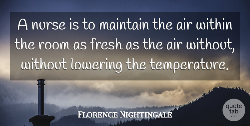 Florence Nightingale Quote About Nursing, Air, Nurse: A Nurse Is To Maintain...