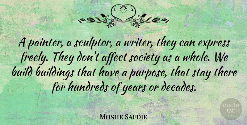 Moshe Safdie Quote About Affect, Express, Society, Stay: A Painter A Sculptor A...