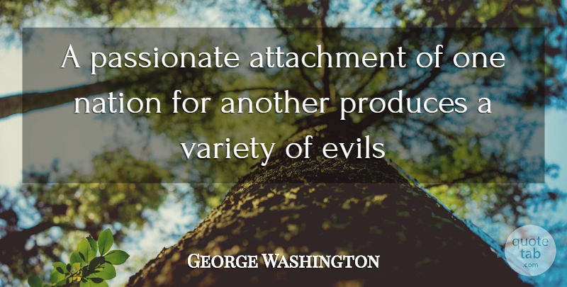 George Washington Quote About Attachment, Evil, Passionate: A Passionate Attachment Of One...