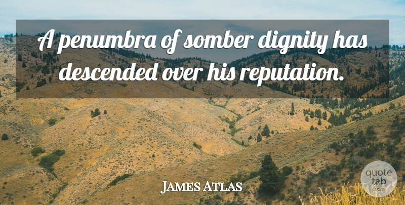 James Atlas Quote About American Businessman, Descended, Dignity, Somber: A Penumbra Of Somber Dignity...