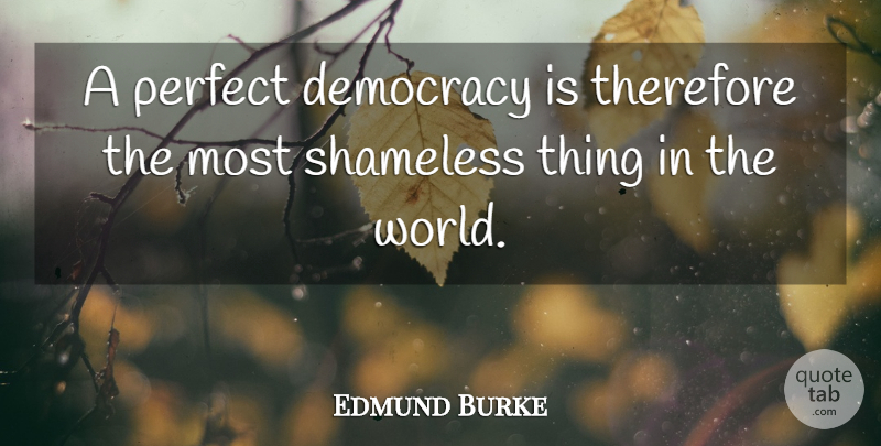 Edmund Burke Quote About Perfect, Democracy, World: A Perfect Democracy Is Therefore...