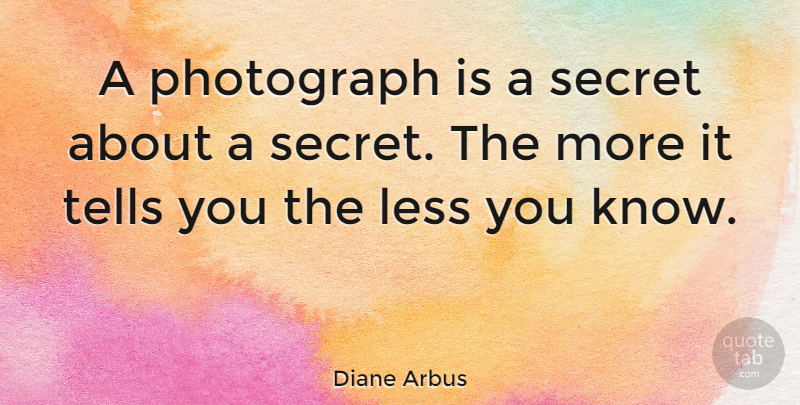 Diane Arbus Quote About Inspirational, Photography, Philosophical: A Photograph Is A Secret...